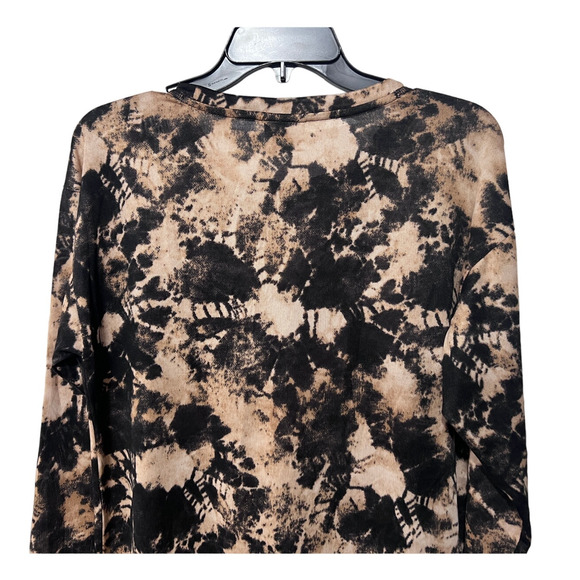 JENNI WOMENS SMALL LONG SLEEVE SUPER SOFT SLEEP SHIRT TIEDYE PRINT BLACK TAN - Picture 7 of 11